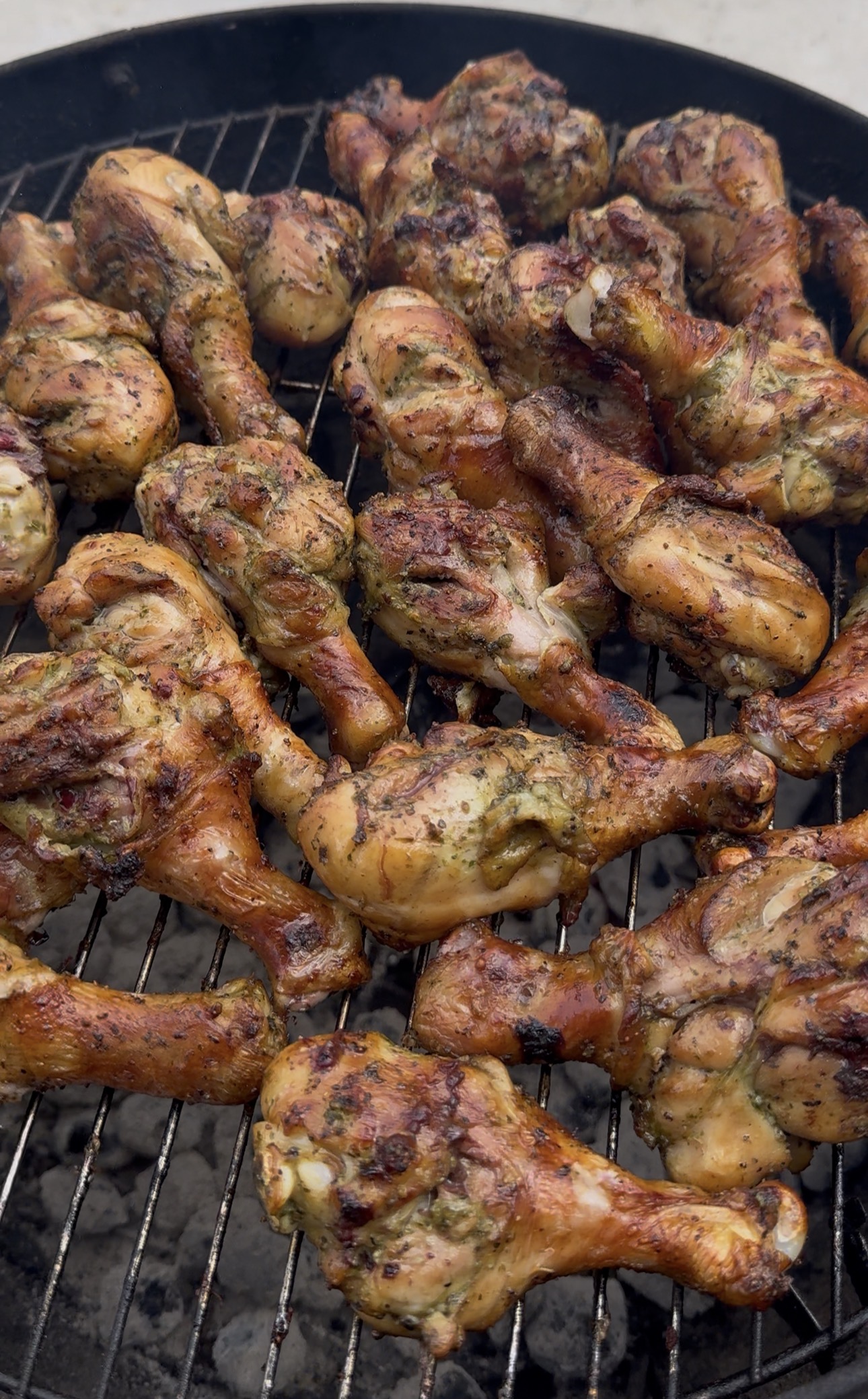 Chicken drumsticks on the grill